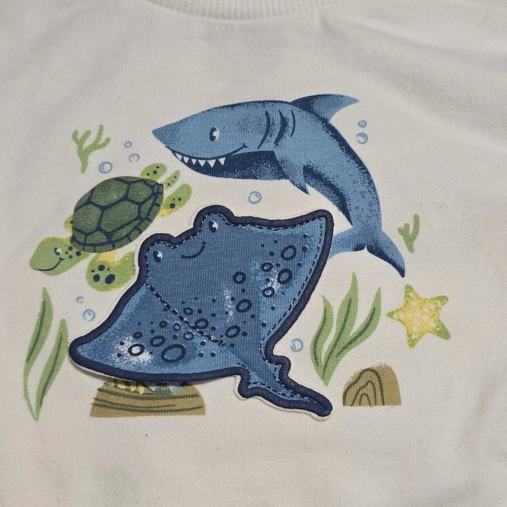 Tommy Bahama Baby Boy 0-3m Outfit Shark T-Shirt Blue Shorts Stingray Toy NWT